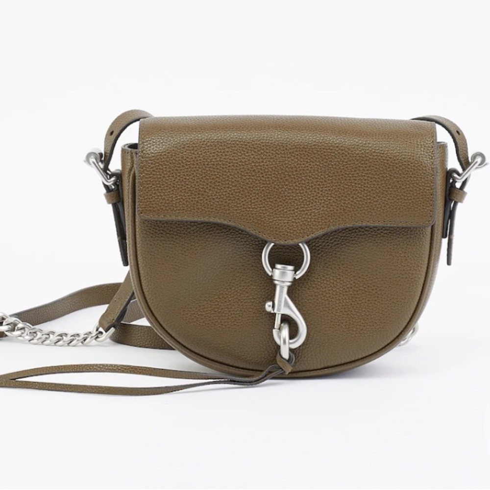 Rebecca Minkoff Megan Mini Saddle Crossbody Leather Seaweed Mushroom Color NWOT